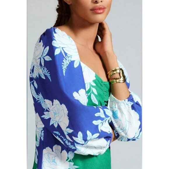 Farm Rio Soft Garden Linen-Blend Tropical Floral Mini Dress Size Small - Picture 14 of 14